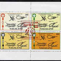 Nagaland 2000 Euro-Scout opt in red on 75th Anniversary of Scouting perf sheetlet of 4 values unmounted mint