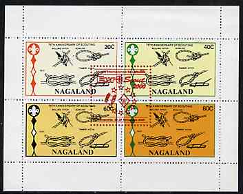 Nagaland 2000 Euro-Scout opt in red on 75th Anniversary of Scouting perf sheetlet of 4 values unmounted mint