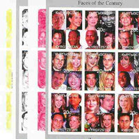 Kyrgyzstan 1999 Faces of the 20th Century Culture sheetlet containing complete set of 9 values (Sinatra, Bill Gates, M Ali, etc) the set of 5 imperf progressive proofs comprising the 4 individual colours plus all 4-colour composite