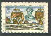 Brazil 1968 Cabral & his Fleet 10c (from Anniversary set) without gum (as issued) SG 1212*