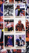 Angola 2000 Sports Legends perf sheetlet containing 6 values (Steffi Graf, M Jordan, Joe DiMaggio, W Paxton, W Gretsky & P Stewart) unmounted mint