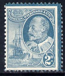 Cinderella - Great Britain Bradbury Wilkinson perforated dummy 2d stamp in greenish-blue on gummed paper depicting King Edward VII & Naval Destroyer, minor wrinkles but unmounted mint