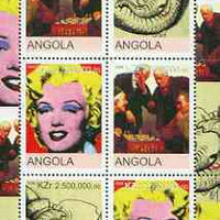 Angola 2000 Art Legacy of the Past perf sheetlet containing 6 values (Chess x 2, Marilyn x 2 & Jumbo x 2) unmounted mint