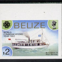 Belize 1983 World Communications $2 MV Heron Mail Ship in unmounted mint imperf marginal single (as SG 753)