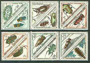 Central African Republic 1962 Beetles (Postage Due) triangular shaped set of 12 unmounted mint, SG D33-44