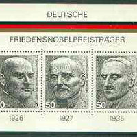 Germany - West 1975 Nobel Peace Prize Winners perf m/sheet unmounted mint, SG MS 1767