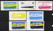 Oman 1977 Ships 20b (Modern Liner) set of 7 imperf progressive colour proofs comprising the 4 individual colours plus 2, 3 and all 4-colour composites unmounted mint