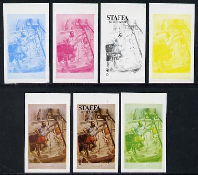 Staffa 1977 Sailor's' Uniforms 4p (Drake’s Men 1588) set of 7 imperf progressive colour proofs comprising the 4 individual colours plus 2, 3 and all 4-colour composites unmounted mint