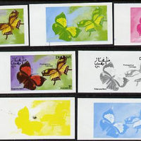 Dhufar 1977 Butterflies 1b (Siderone Mars & Protgonius Cecrops) set of 7 imperf progressive colour proofs comprising the 4 individual colours plus 2, 3 and all 4-colour composites unmounted mint