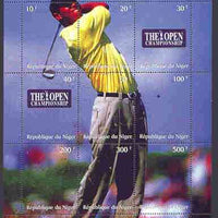 Niger Republic 1999 The Open Golf Championship composite perf sheet containing 9 values unmounted mint