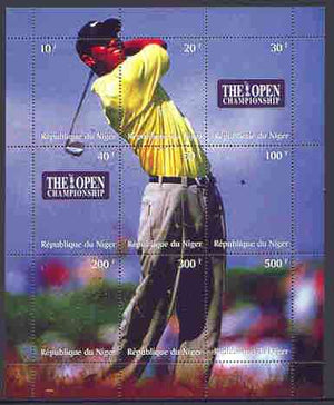 Niger Republic 1999 The Open Golf Championship composite perf sheet containing 9 values unmounted mint