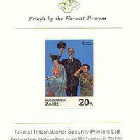 Zaire 1981 Couple with Boy Scout by Norman Rockwell 20k imperf proof mounted on Format International proof card