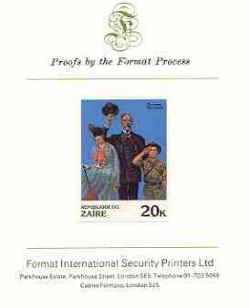 Zaire 1981 Couple with Boy Scout by Norman Rockwell 20k imperf proof mounted on Format International proof card