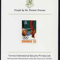 Dominica 1976 Olympic Games $2 (Archery) imperf proof mounted on Format International proof card (as SG 521)