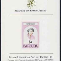 Barbuda 1981 Eleanor Roosevelt $4 imperf proof mounted on Format International proof card (as SG 549)