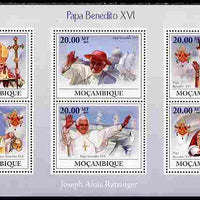 Mozambique 2009 Pope Benedict XVI perf sheetlet containing 6 vaues unmounted mint