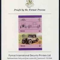 Nevis 1985 $2 Pontiac 2-door (1926) imperf se-tenant proof pair mounted on Format International proof card (as SG 336a)