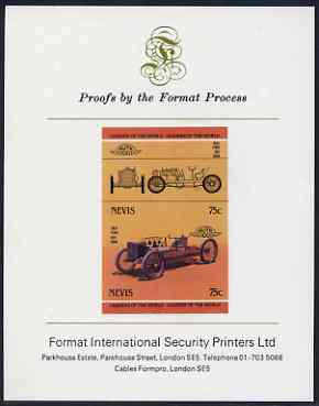 Nevis 1985 75c Ford 999 (1904) imperf se-tenant proof pair mounted on Format International proof card (as SG 259a)