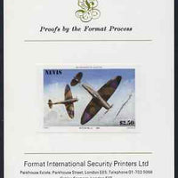 Nevis 1986 Spitfire $2.50 (Mark 1A in Battle of Britain) imperf proof mounted on Format International proof card (as SG 373)