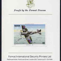 Nevis 1986 Spitfire $3 (Mark XII) imperf proof mounted on Format International proof card (as SG 374)