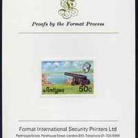 Antigua 1976 Cannon 50c (without imprint) imperf proof mounted on Format International proof card (as SG 481A)