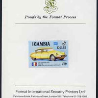 Gambia 1987 Ameripex 2d25 (1956 Citroen DS19) imperf proof mounted on Format International proof card, as SG 655