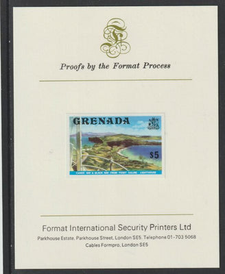 Grenada 1975 Canoe Bay $5 (View from Lighthouse) imperf proof mounted on Format International proof card (as SG 667)