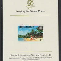 Grenada 1975 Grand Anse Beach $3 imperf proof mounted on Format International proof card (as SG 666)