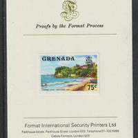 Grenada 1975 Sauteurs Bay 75c imperf proof mounted on Format International proof card (as SG 663)