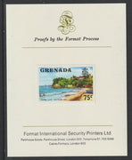 Grenada 1975 Sauteurs Bay 75c imperf proof mounted on Format International proof card (as SG 663)