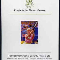 St Vincent - Bequia 1988 International Tennis Players $1.25 (Carlene Basset) imperf proof mounted on Format International proof card