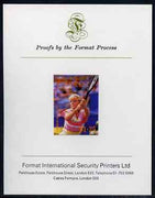 St Vincent - Bequia 1988 International Tennis Players $1.25 (Carlene Basset) imperf proof mounted on Format International proof card