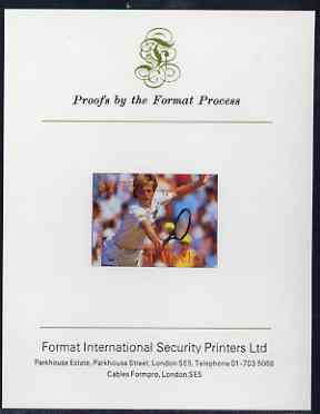 St Vincent - Bequia 1988 International Tennis Players $1.75 (Stefan Edberg) imperf proof mounted on Format International proof card