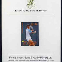 St Vincent - Bequia 1988 International Tennis Players $2.50 (Mats Wilander) imperf proof mounted on Format International proof card