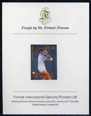 St Vincent - Bequia 1988 International Tennis Players $2.50 (Mats Wilander) imperf proof mounted on Format International proof card