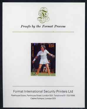 St Vincent - Bequia 1988 International Tennis Players 45c (Anne Hobbs) iimperf proof mounted on Format International proof card