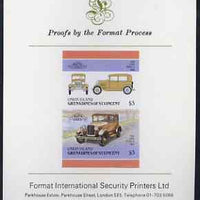 St Vincent - Union Island 1986 $3 Ford Model A imperf se-tenant proof pair mounted on Format International proof card