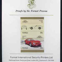 Tuvalu 1985 55c Ferrari imperf se-tenant proof pair mounted on Format International proof card (as SG 366a)