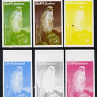 Staffa 1977 Birds of Prey #01 Greenland Gyrfalcon 3.5p set of 6 imperf progressive colour proofs comprising the 4 individual colours plus 2 and all 4-colour composites unmounted mint