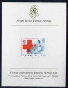 Tuvalu 1988 Red Cross 50c imperf proof mounted on Format International proof card (as SG 520)