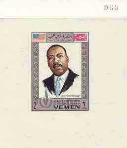 Yemen - Royalist 1968 Human Rights Year 2b (Martin Luther King) imperf individual de-luxe sheet unmounted mint