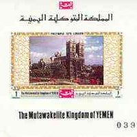 Yemen - Royalist 1970 'Philympia 70' Stamp Exhibition 1B Westminster Abbey imperf individual de-luxe sheet (as Mi 1028) unmounted mint