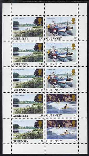 Guernsey 1984-91 Booklet pane of 10 (2 x 4p, 3 x 9p, 5 x 13p) from Bailiwick Views def set unmounted mint, SG 299a