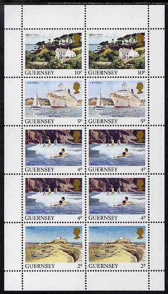 Guernsey 1984-91 Booklet pane of 10 (2 x 2p, 4 x 4p, 2 x 5p, 2 x 10p) from Bailiwick Views def set unmounted mint, SG 297a