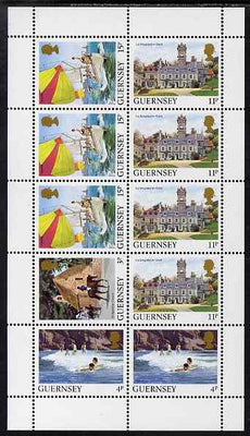 Guernsey 1984-91 Booklet pane of 10 (1 x 3p, 2 x 4p, 4 x 11p, 3 x 15p) from Bailiwick Views def set unmounted mint, SG 298a