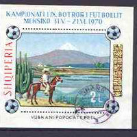 Albania 1970 Football World Cup m/sheet 2L (Mexican Horseman & Mt Popocatepetl) fine used, SG MS 1387