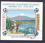 Albania 1970 Football World Cup m/sheet 2L (Mexican Horseman & Mt Popocatepetl) fine used, SG MS 1387