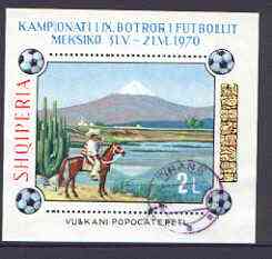 Albania 1970 Football World Cup m/sheet 2L (Mexican Horseman & Mt Popocatepetl) fine used, SG MS 1387