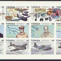 Tonga 1992 50th Anniversary of Outbreak of Pacific War imperf sheet in issued colours on thin card, from a limited printing for publicity purposes, (as SG 1165a)