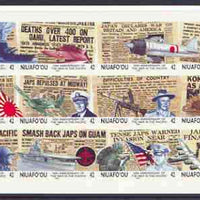 Tonga - Niuafo'ou 1992 50th Anniversary of Outbreak of Pacific War imperf sheet in issued colours on thin card, from a limited printing for publicity purposes, (as SG 165a)